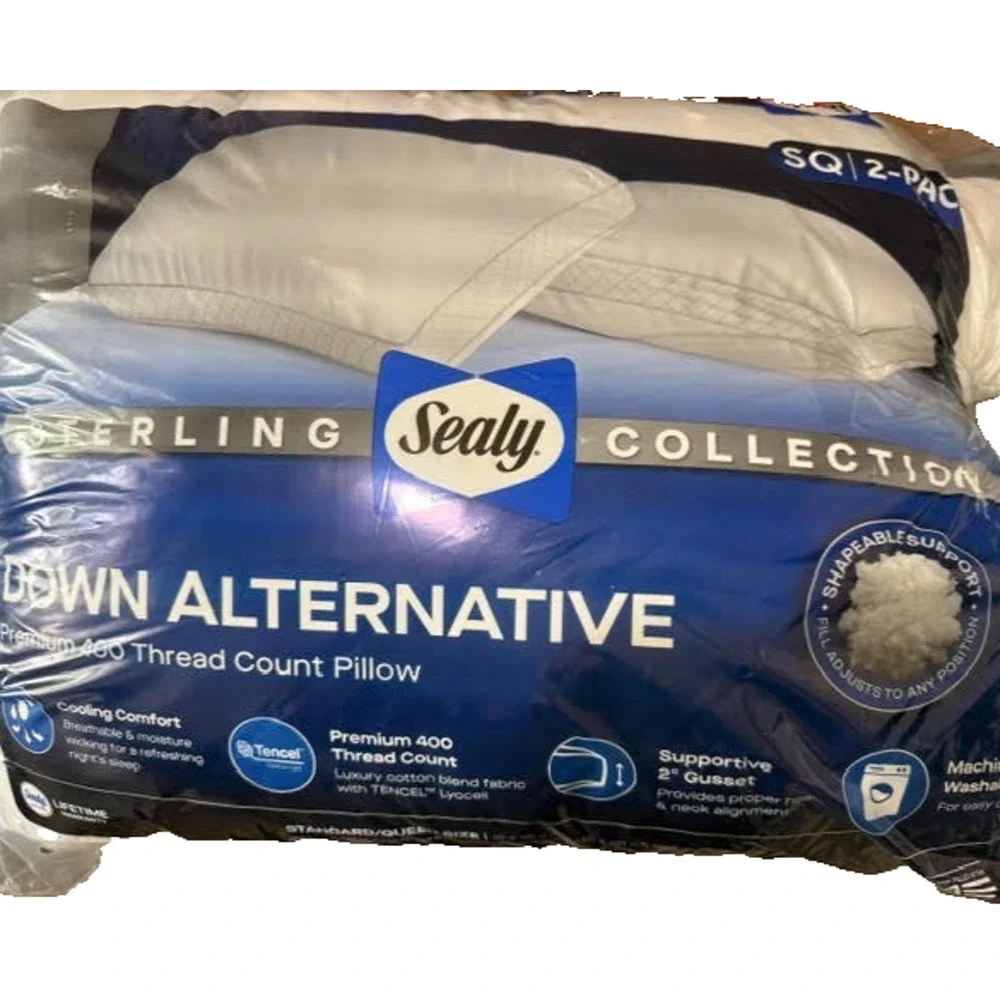 Sealy Sterling Down Alternative 400 Thread Count Pillow, Standard/Queen (2 Pack)